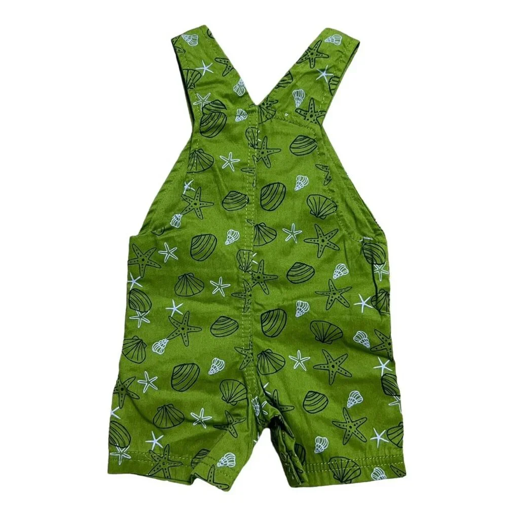 First Impressions 0-3m Green Seashell Shortall Overalls